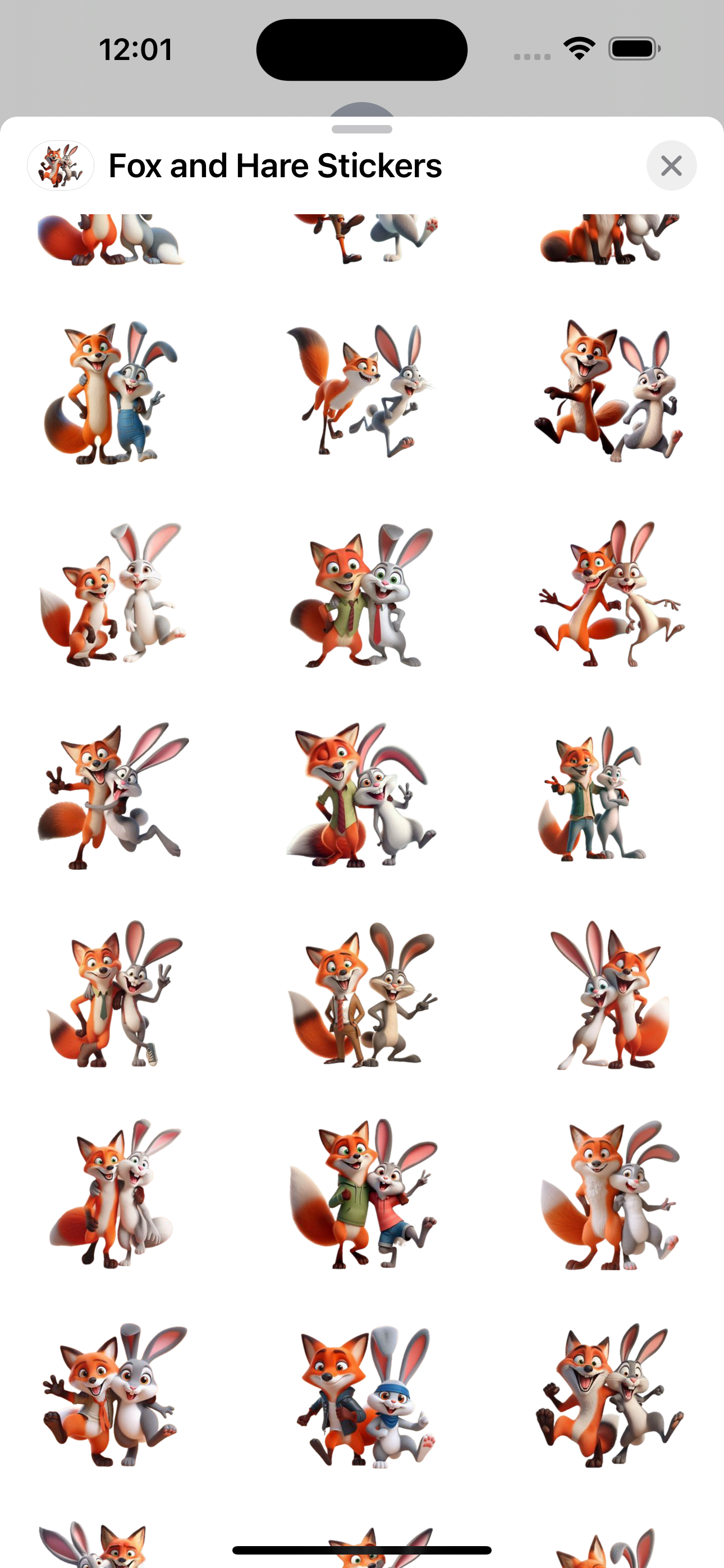 Fox and Hare Stickers