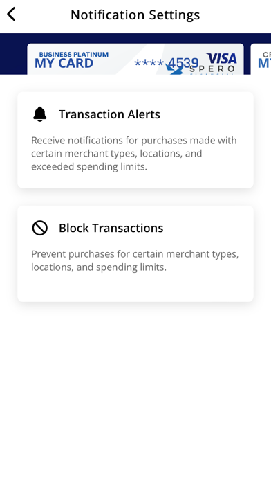 Spero Financial Credit Card Screenshot