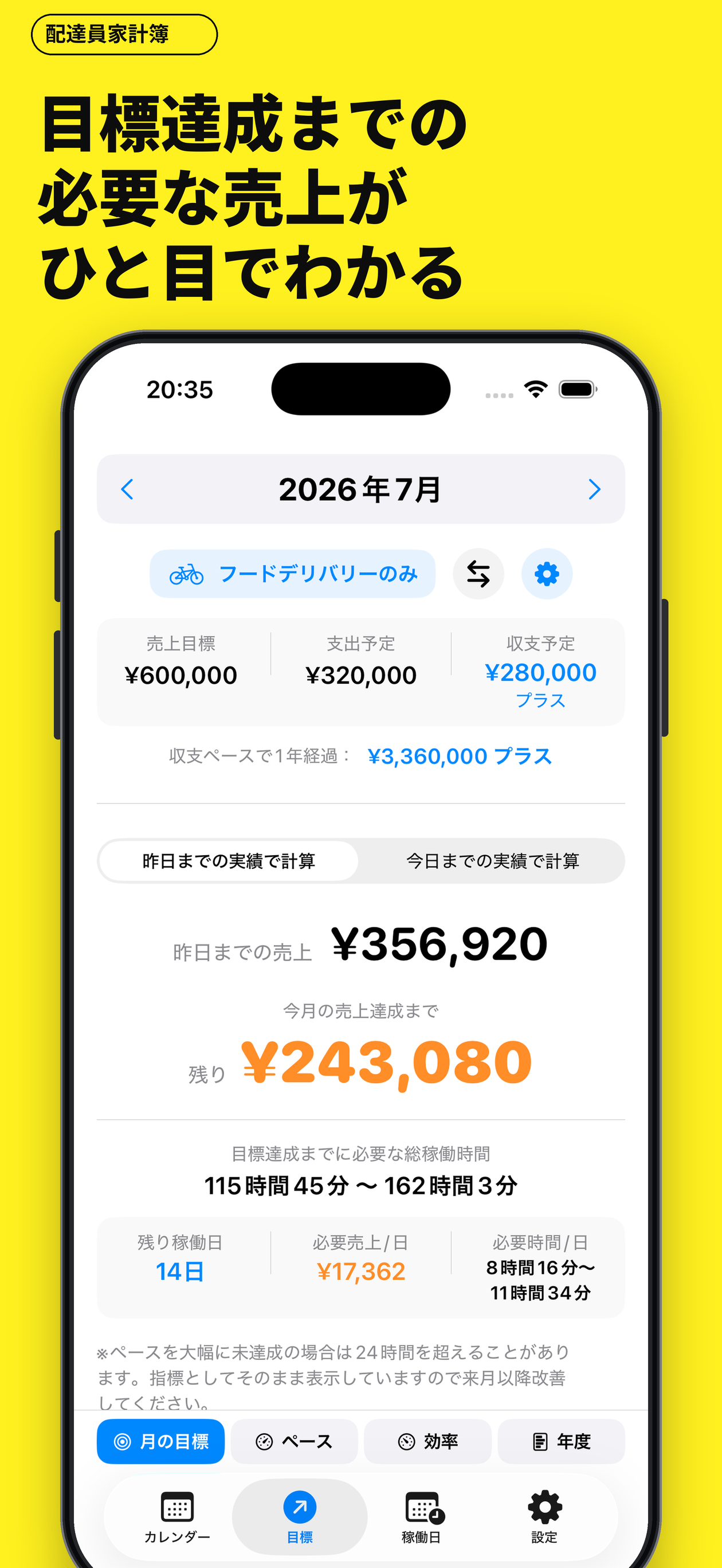 配達員家計簿｜フードデリバリー売上管理　時給・時間・走行距離 screenshot 4
