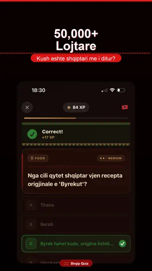Captura de pantalla de Shqip Quiz en iPhone 7