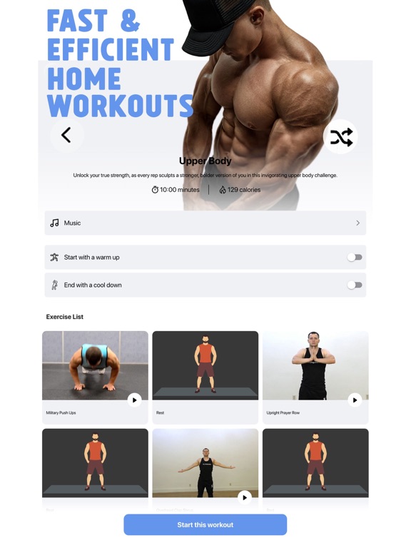 Home Workout: Fitness No Tools iPad screenshot 2 - Health & Fitness app