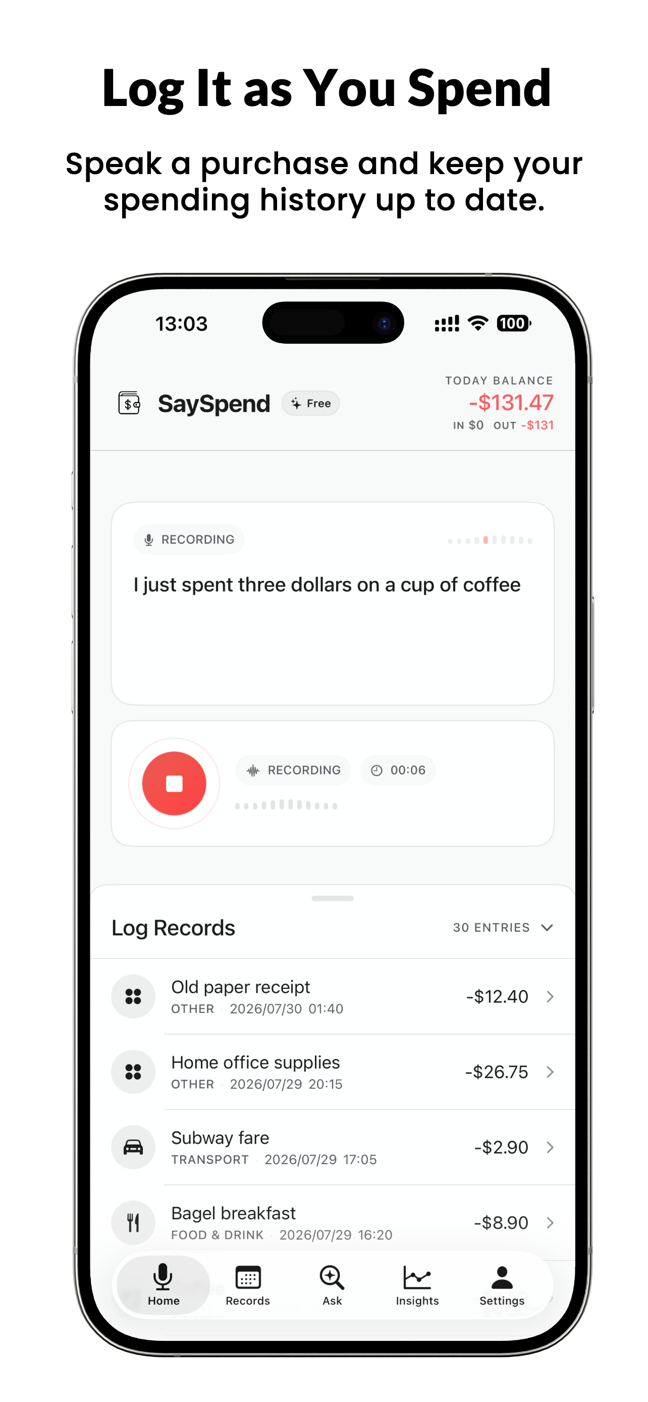 SaySpend: AI Expense Tracker screenshot 4