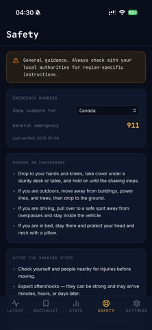 Latest Quakes screenshot