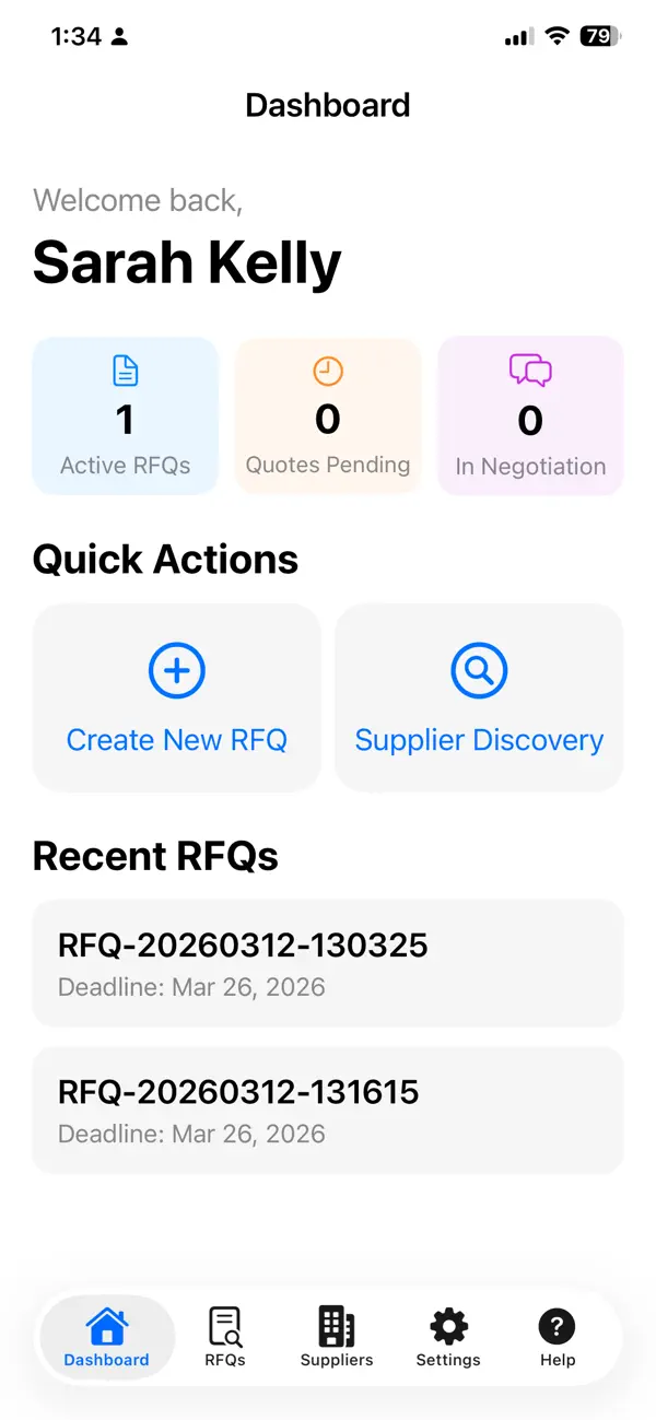 Screenshot #1 pour OpenRFQ – RFQ Sourcing