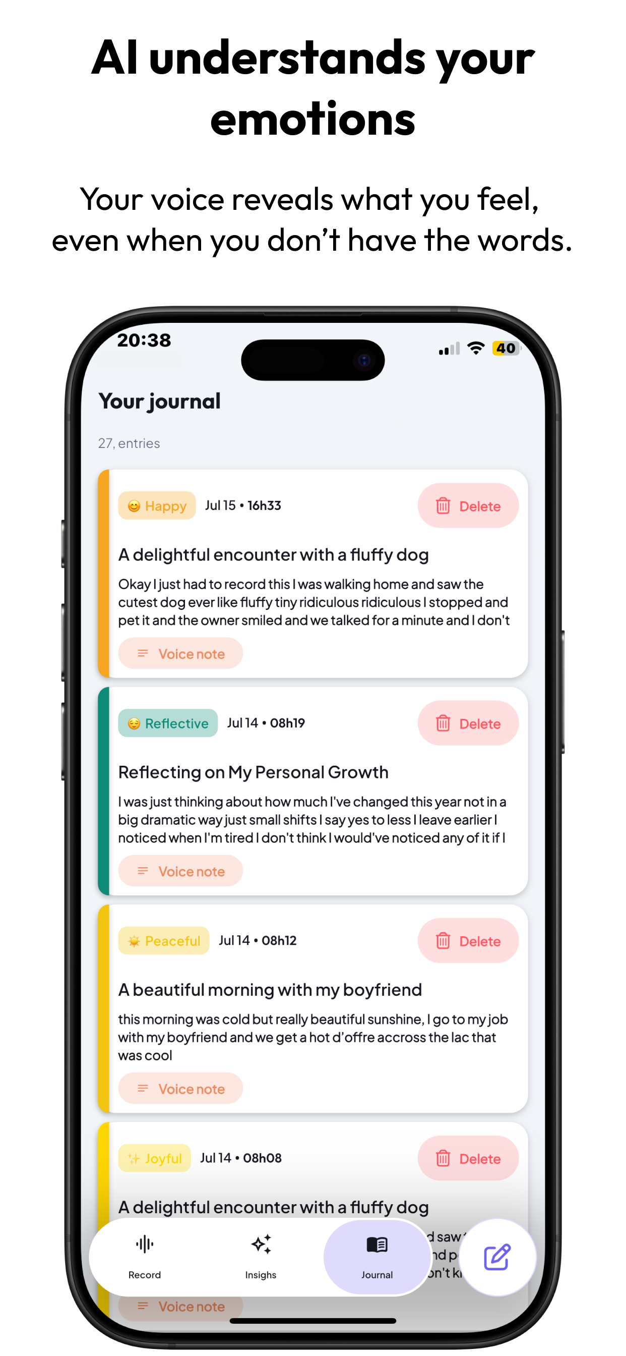 VoxIota: AI Voice journaling screenshot 4