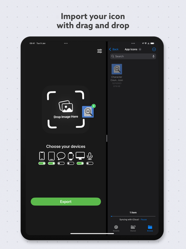 Captura de pantalla del generador de iconos de aplicaciones