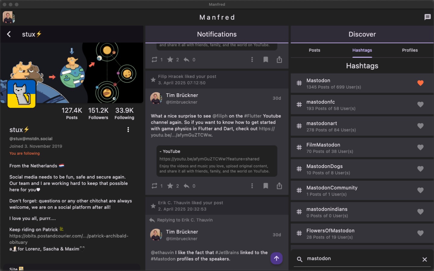 Manfred for Mastodon mac screenshot 1