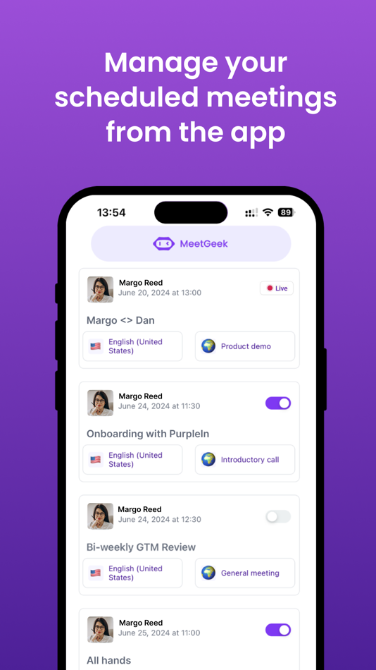 #7. Smart AI Note Taker - MeetGeek (iOS) 由: MeetGeek