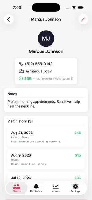 Client Chair: Barber CRM screenshot 1