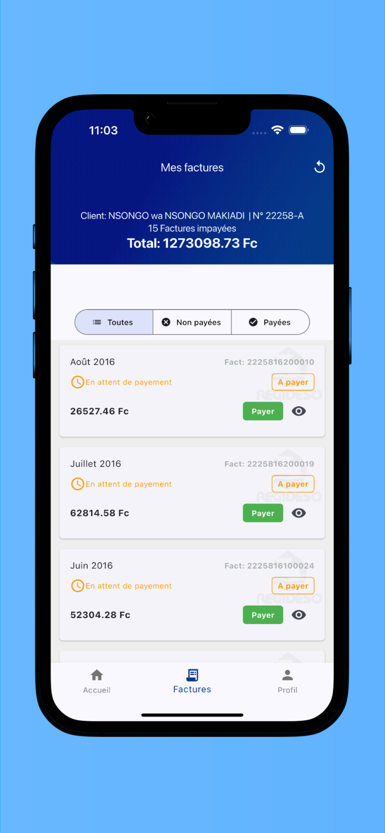 Regideso screenshot 4