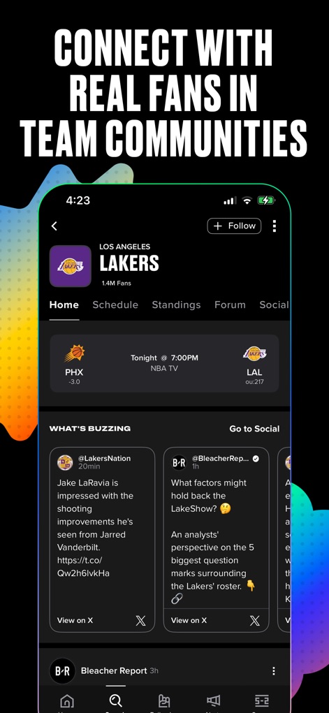 Bleacher Report: Sports News - Los aficionados interactúan en comunidades dedicadas a equipos específicos, donde pueden encontrar el calendario de partidos y participar en foros de discusión, fortaleciendo la conexión entre usuarios.