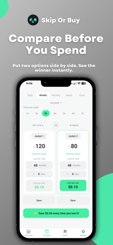 Skip or Buy: Cost Per Use iPhone screenshot