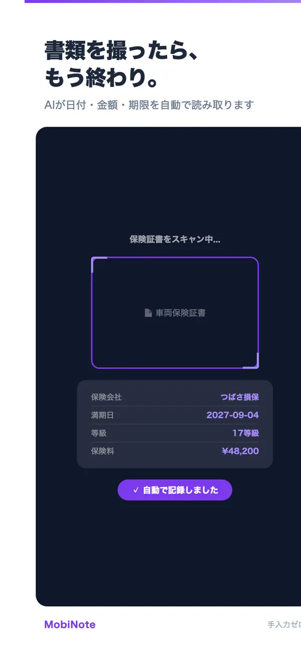 Screenshot #2 pour MobiNote モビノート｜維持費・燃費・車検管理