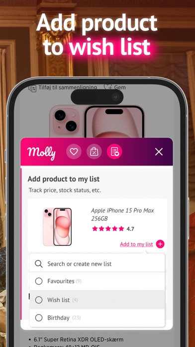 Molly Shopping Assistent Screenshot