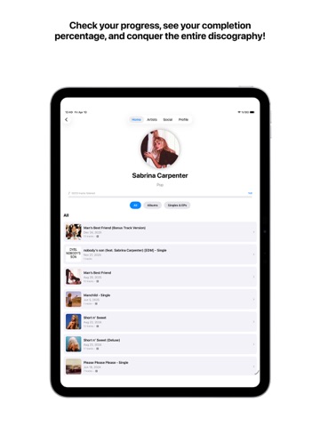 Discover Music Album Tracking iPad screenshot
