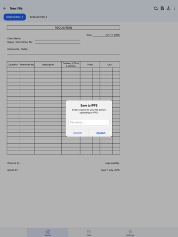 Requisition Statement iPad screenshot