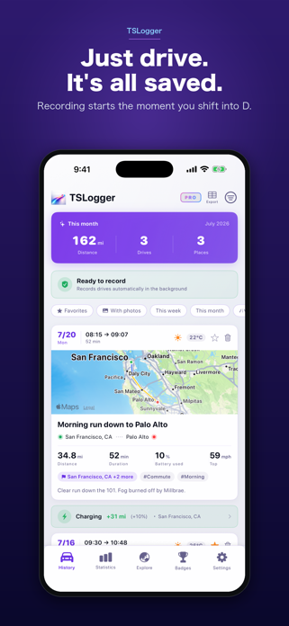 Drive Log for Tesla - TSLogger Screenshot 2 of 6