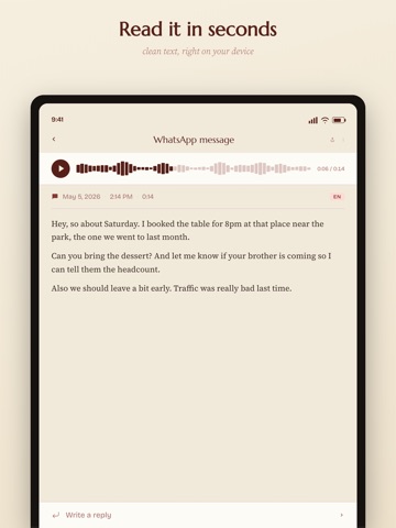 TransApp · Transcriber iPad screenshot