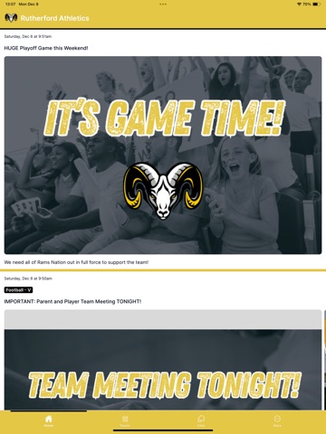Rutherford Athletics iPad screenshot