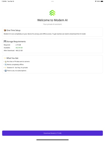Modem AI iPad screenshot