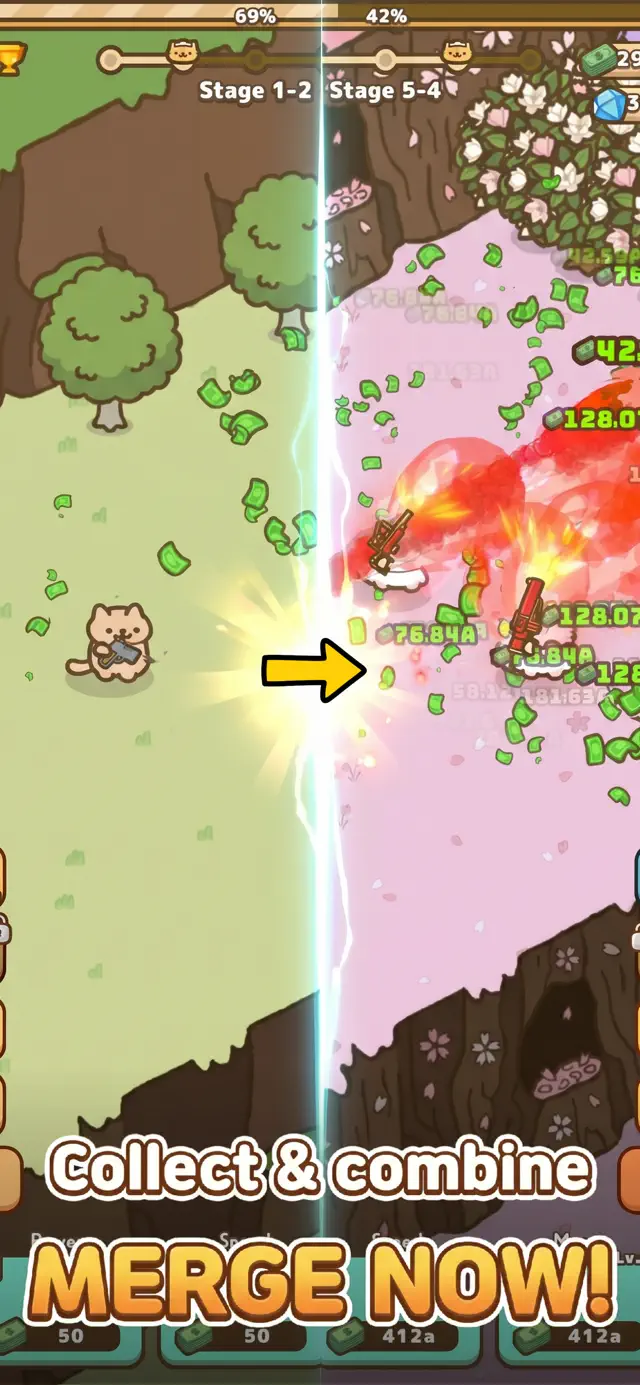 Idle Cat Gunner: Shooter RPG screenshot 2