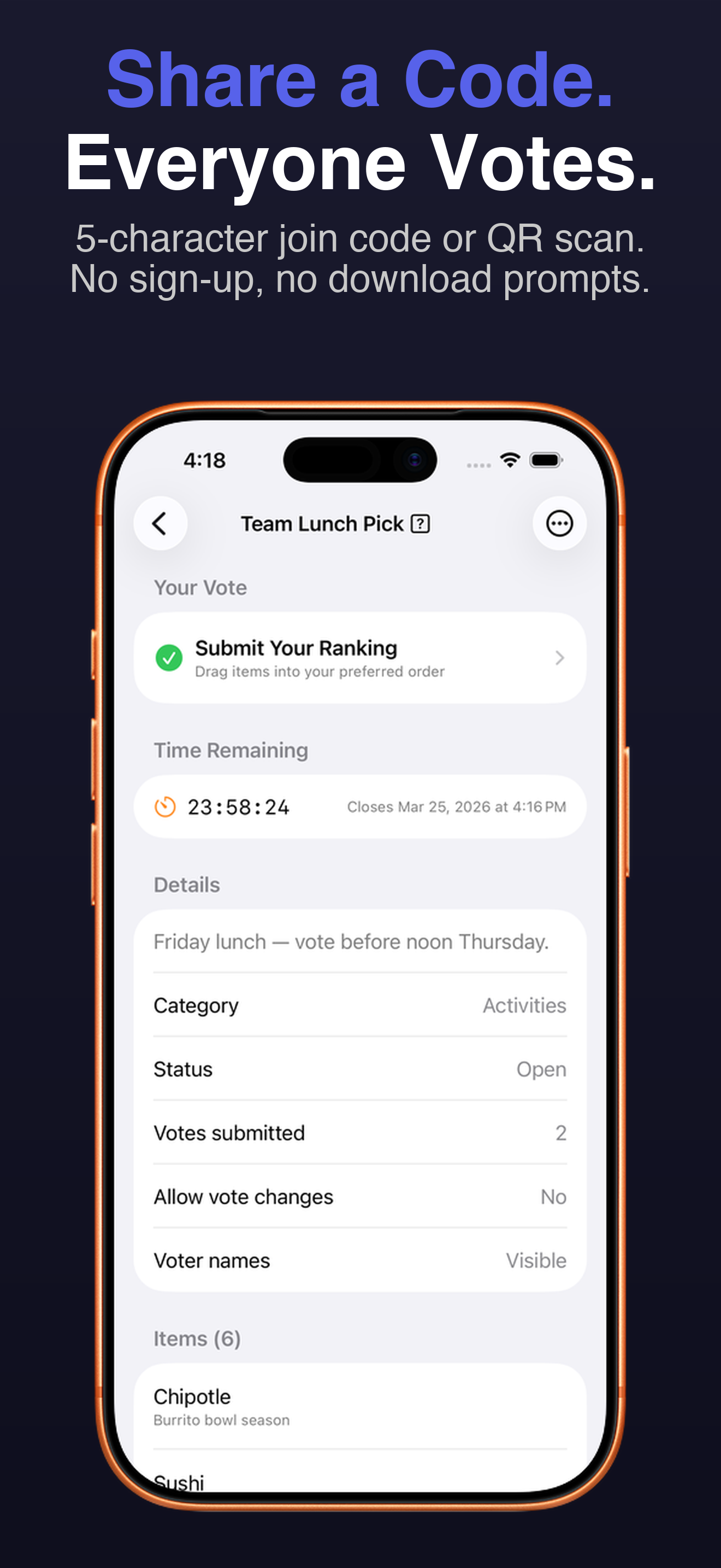 Ranked Choice: Group Vote screenshot 4
