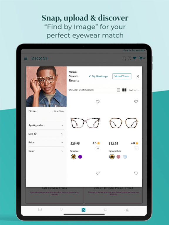 Zenni | Try On & Buy Glasses iPad screenshot 5 - Shopping app