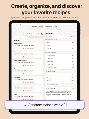 Millo: Your meal planner iPad screenshot
