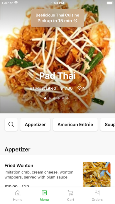 Beelicious Thai Cuisine iPhone screenshot 2 - Food & Drink app