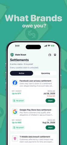 ClaimScout: Class Action Pay iPhone screenshot