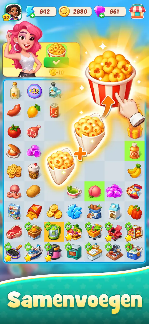 Foodstars: Merge & Cook iOS Mod IPA screenshot 2 - iOS game interface