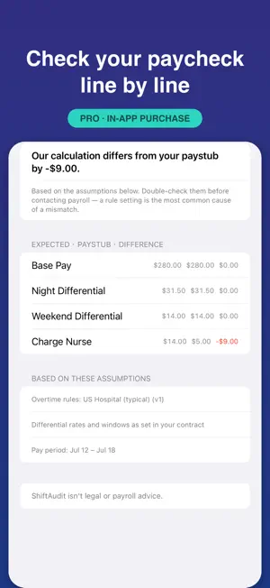 ShiftAudit: Nurse Paycheck screenshot 2