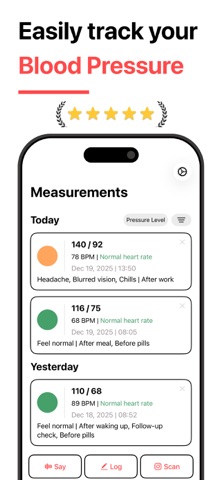 Press: Blood pressure monitor iPhone screenshot