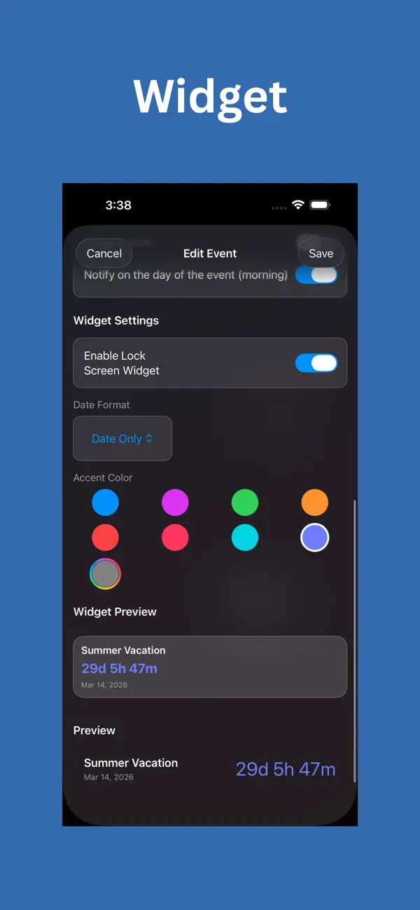 #3. Countdown Widget Customizer (iOS) De: Blake Shaffou
