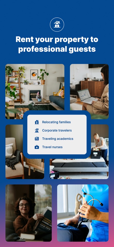 Furnished Finder - This tool connects property owners with professional guests, showcasing diverse tenant categories like relocating families and travel nurses.