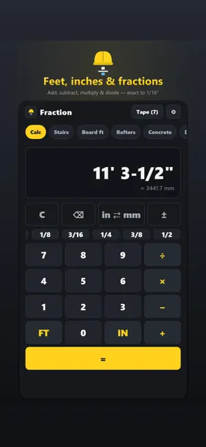 Fraction Calculator: Feet Inch screenshot 1