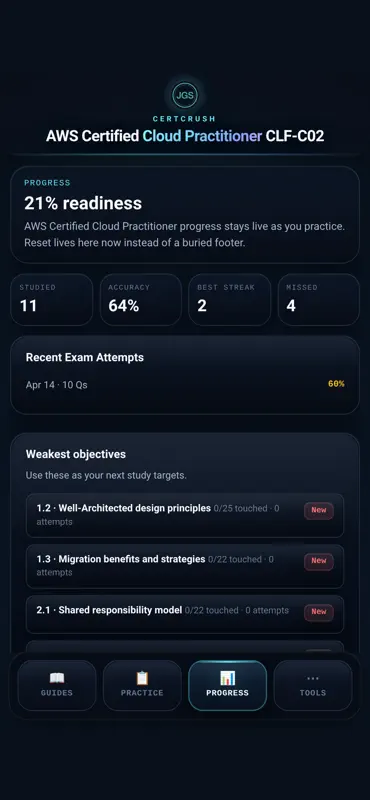 CertCrush: AWS CCP CLF-C02 screenshot 6 of 8