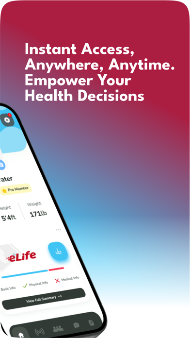 eLife Portable Health Summary Screenshot