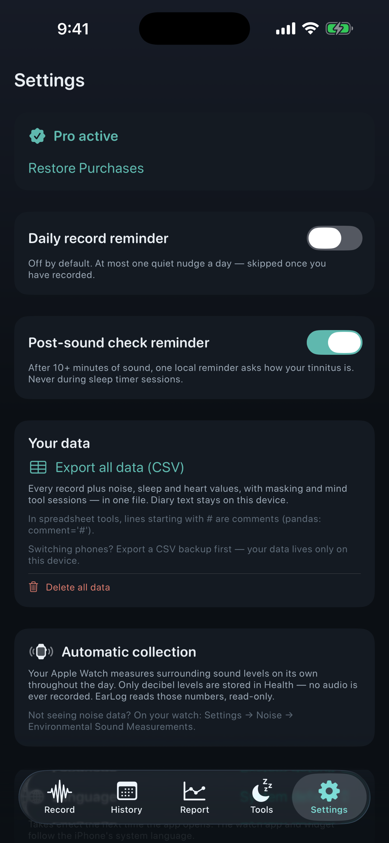 EarLog: Tinnitus Diary screenshot 6