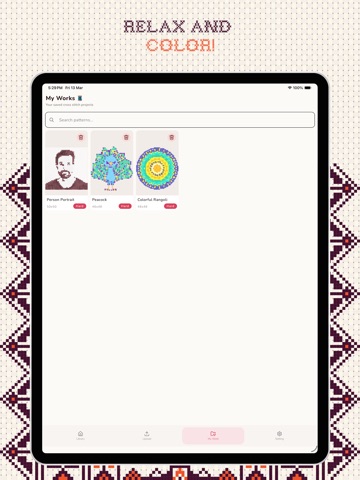 Cross Stitch Coloring Book iPad screenshot