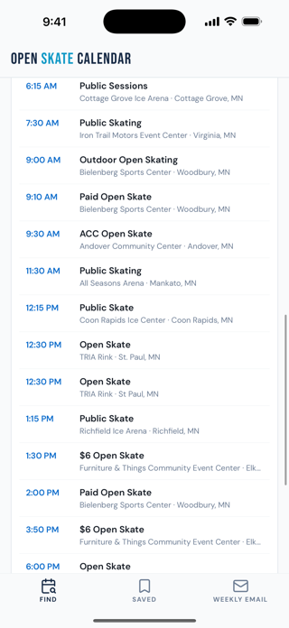Open Skate Calendar Screenshot 3 of 5