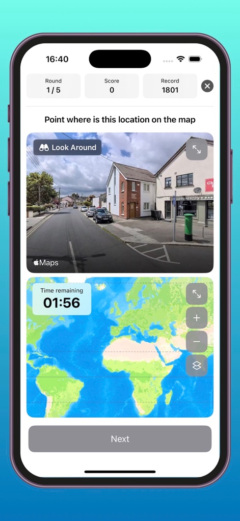 Place Guesser - Users navigate an engaging street view image while utilizing the interactive world map to accurately guess their location.