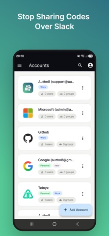 Authn8 Team Authenticator iPhone screenshot