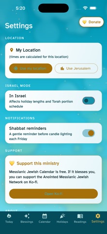 Messianic Jewish Calendar screenshot