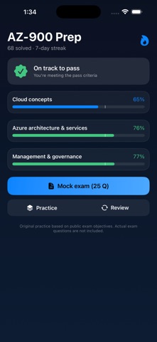 AZ-900 Azure Exam Practice Screenshot 2 of 4