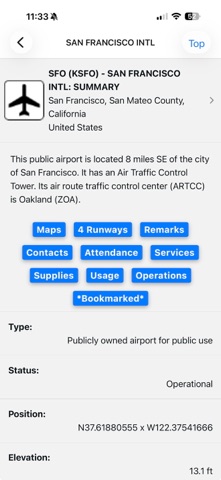 Airports/Facilities Directory screenshot
