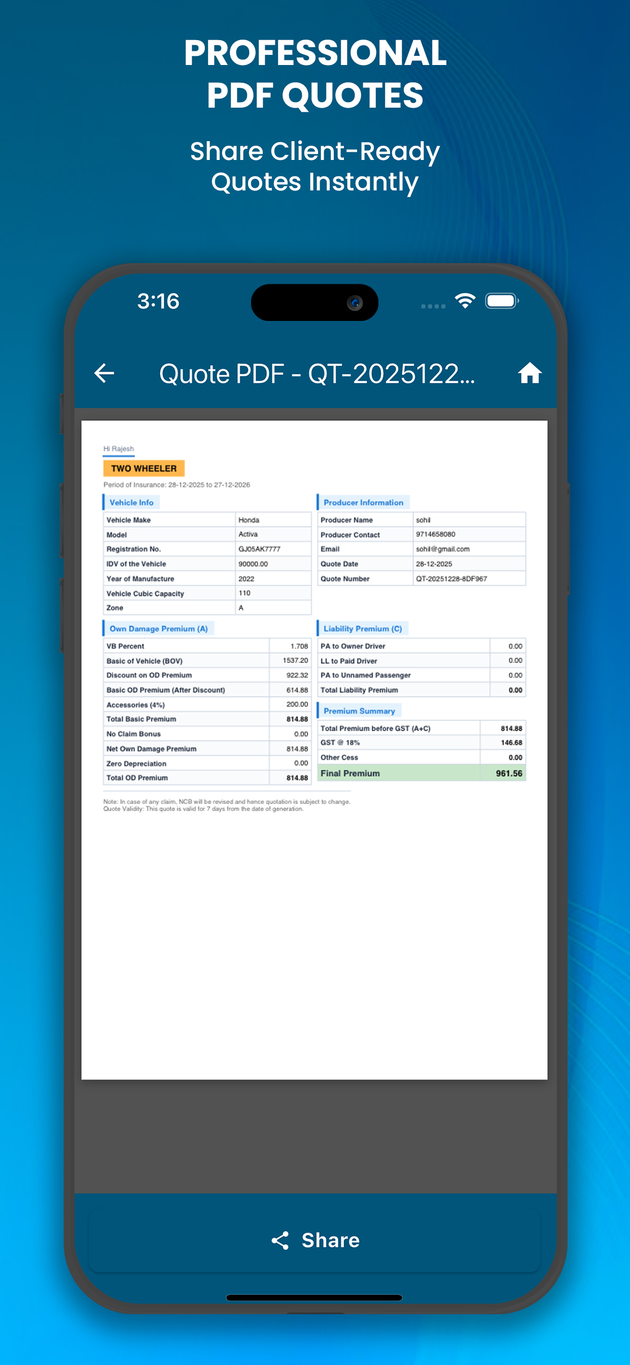 Motor Car Insurance Calculator