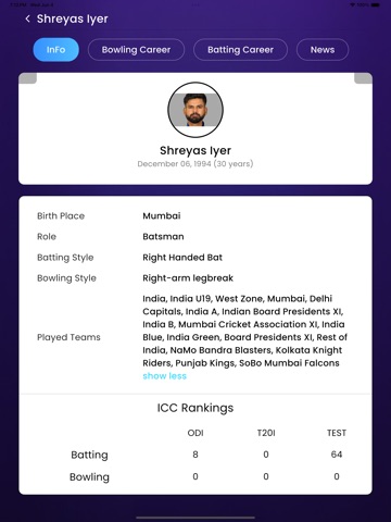 WebCric – Live Cricket HD iPad screenshot 7