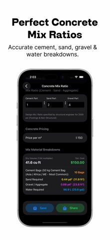 Concrete Calculator & Tools iPhone screenshot