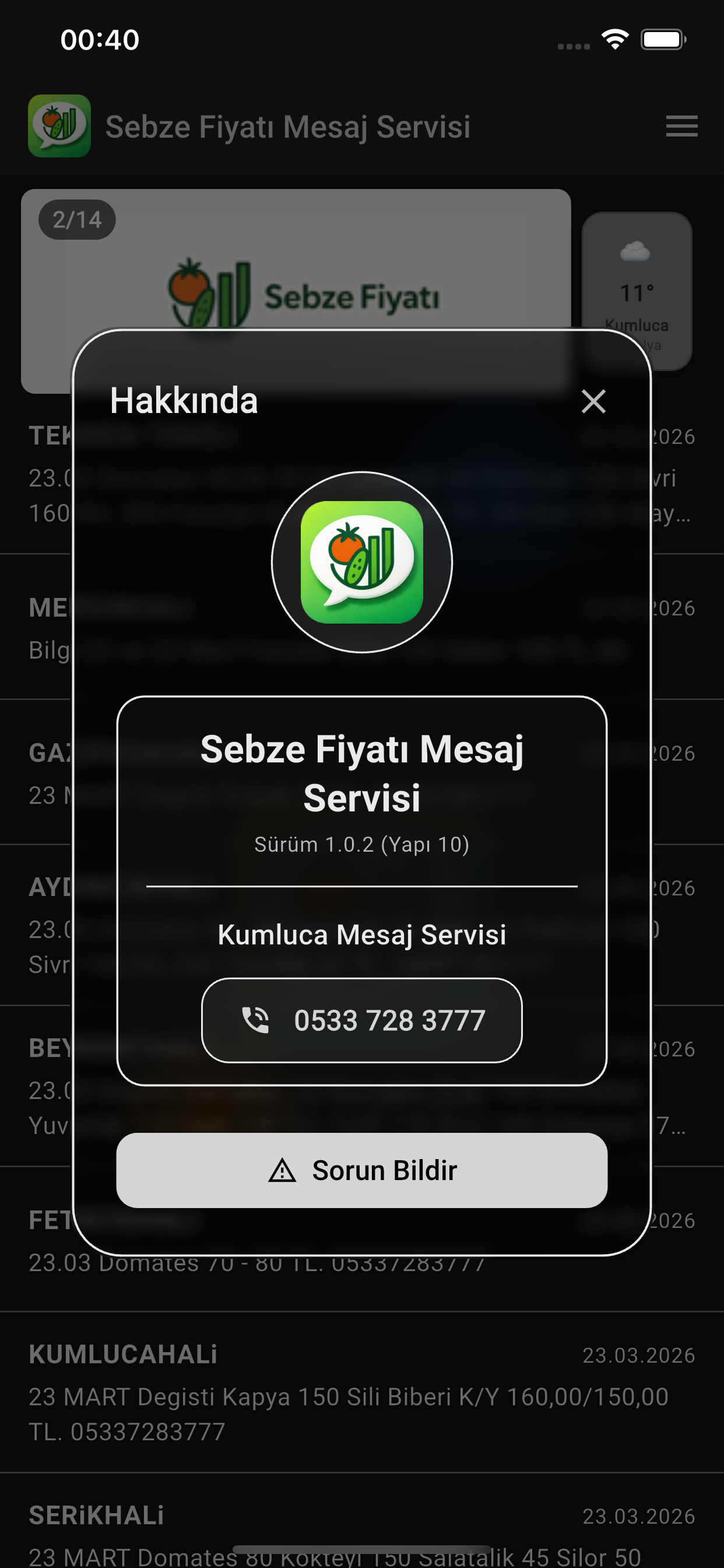 Sebze Fiyatı Mesaj Servisi